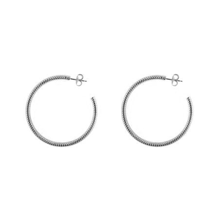 Boucles D oreilles En Argent Créoles Tubes Grand Modèle Diamètre 60mm