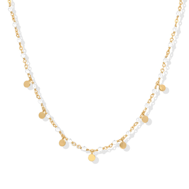 Collier Argent Dor Triple Collier Petite Perles Pierre De Lune Blanche