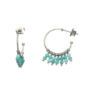 Boucles d'oreilles argent rhodié créole pampilles pierres amazonite