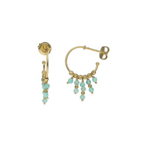 Boucles d'oreilles argent dorée créole pierres amazonite