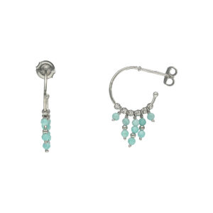 Boucles d'oreilles argent rhodié créole pierres amazonite