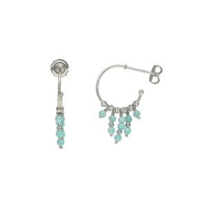 Boucles d'oreilles argent rhodié créole pierres amazonite 4