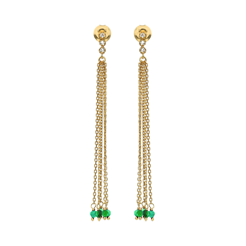 Boucles d oreilles argent dorée perle naturelle onyx vert