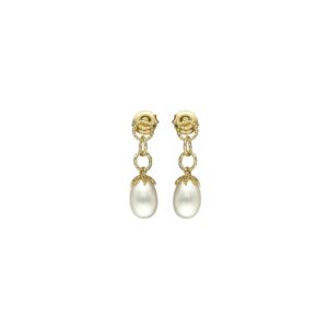 Boucles d oreilles argent dorée diamanté goutte de perle naturelle blanche