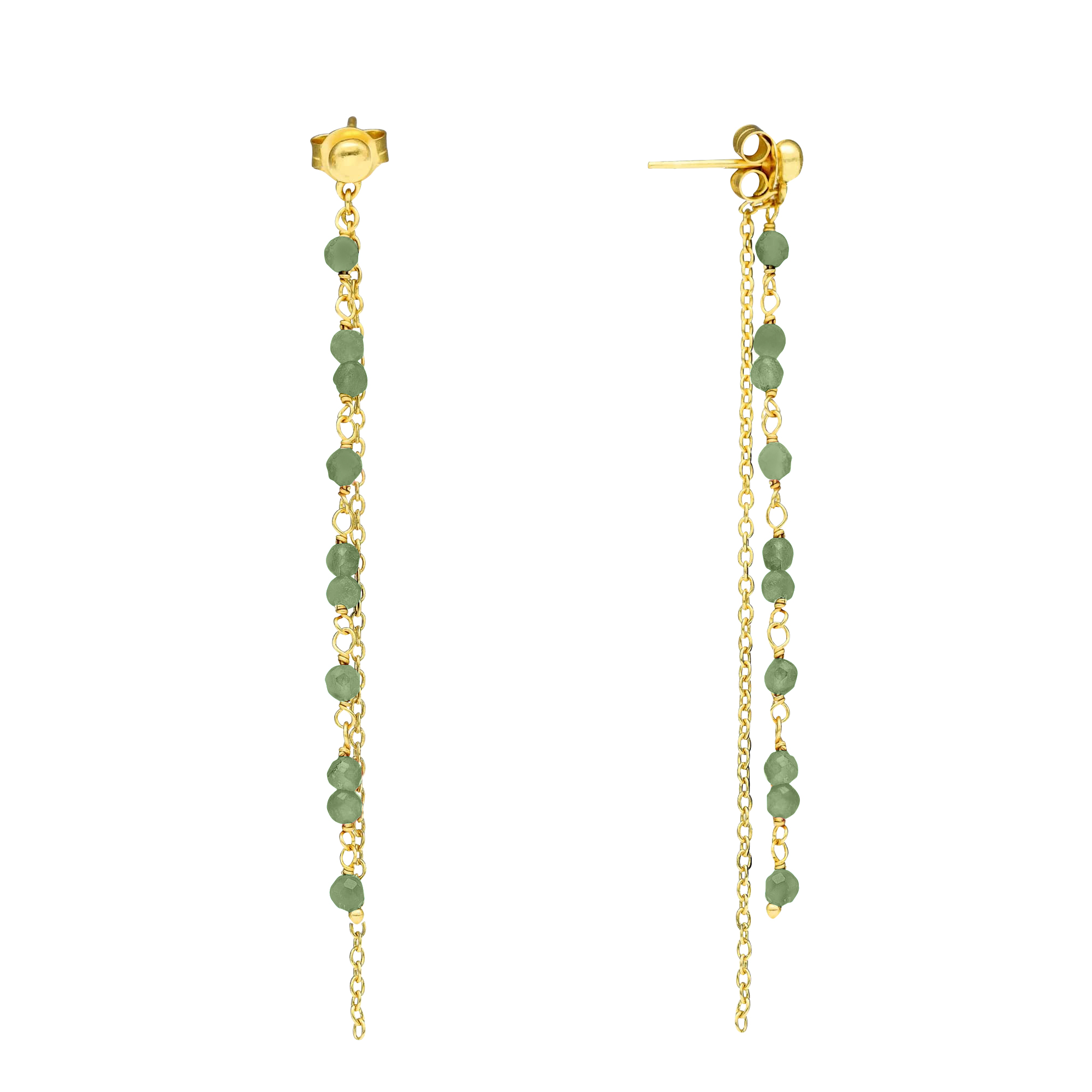 BON2097 AVENTURURINE Boucles d'oreilles pendantes argent dorée pierre aventurine