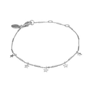 BRD045 RH Bracelet argent rhodié chaine barrettes et étoiles rhodié 4