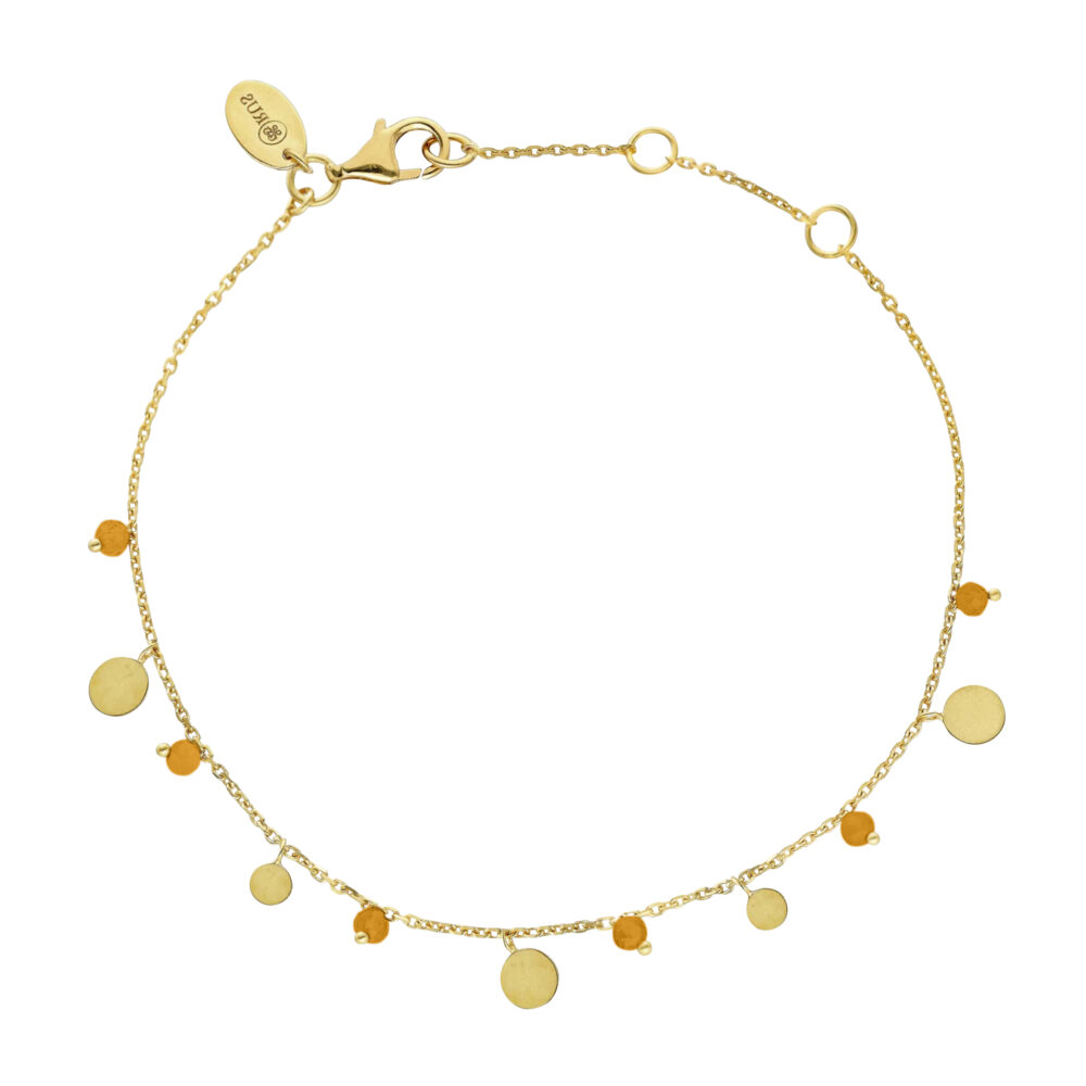 Bracelet argent doré pampilles et pierres œil de tigre