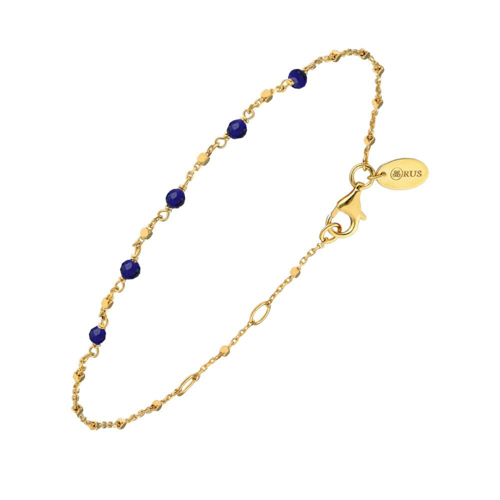 Bracelet argent doré pierre naturelle lapis