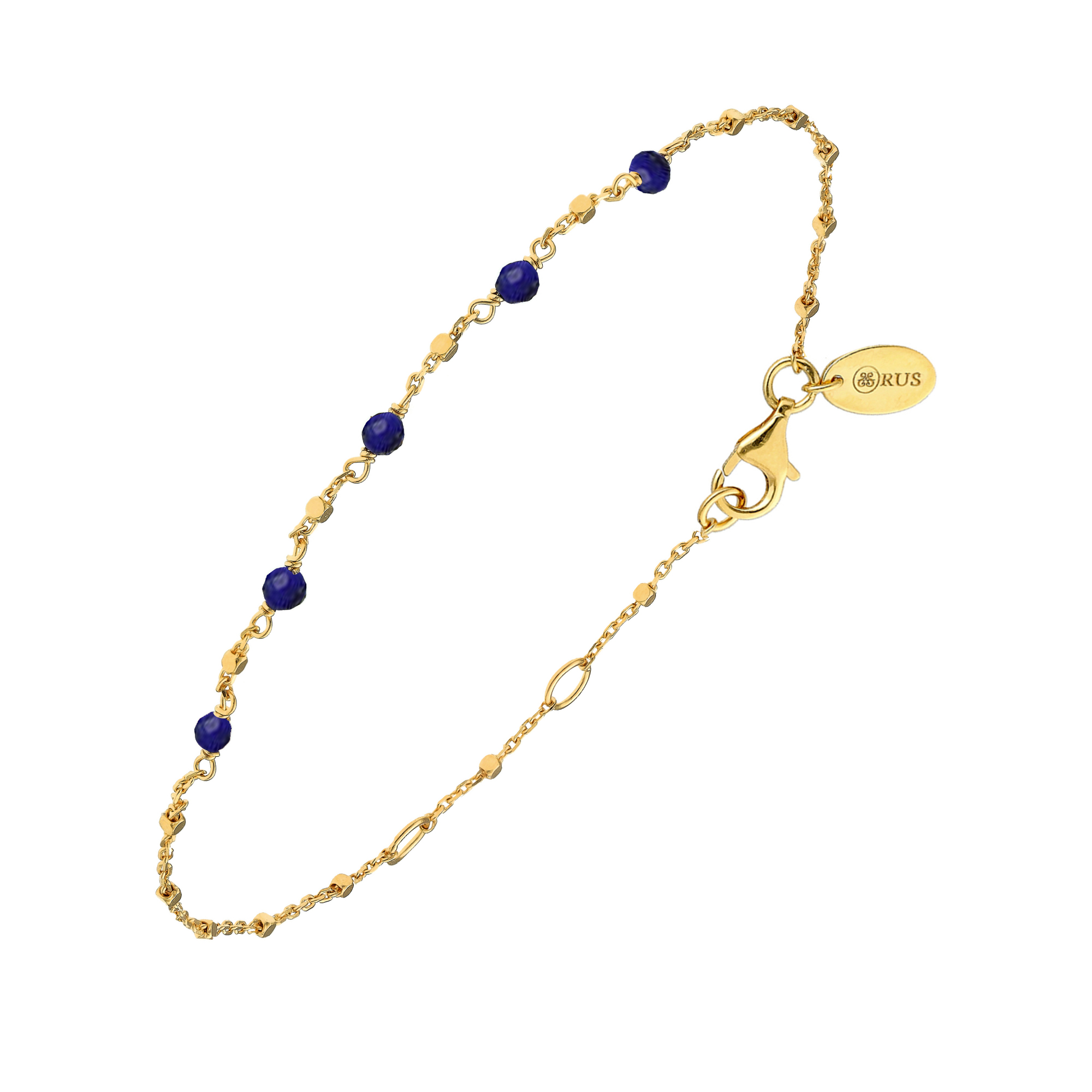 racadrage - BRD054 MULTI Bracelet argent doré pierre naturelle lapis