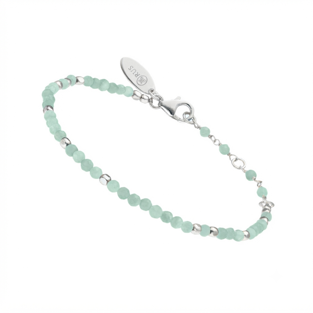Bracelet argent rhodié simple perles naturelles amazonite