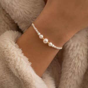 Bracelet argent doré cascade perle naturelle blanche 6