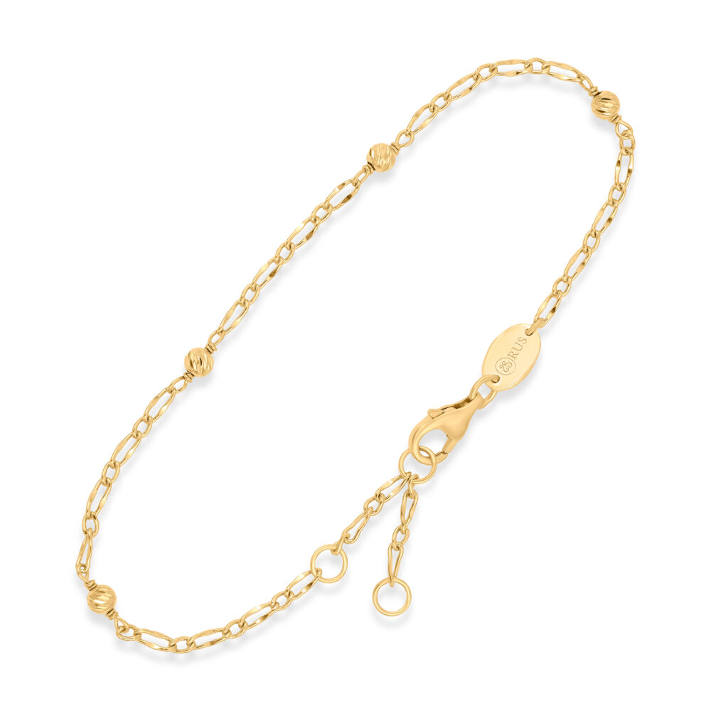 Bracelet Chaîne Argent Doré Femme — Maille Alternée & Perles Diamantées