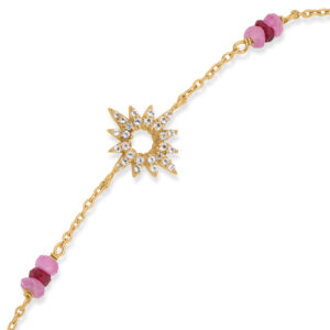 BRD1163RUBIS (2) Bracelet Chaîne Soleil en Argent Doré, Rubis Rouge et Topaze 4