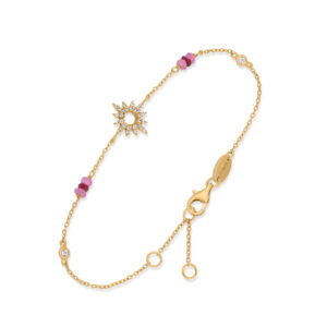 BRD1163RUBIS Bracelet Chaîne Soleil en Argent Doré, Rubis Rouge et Topaze 3