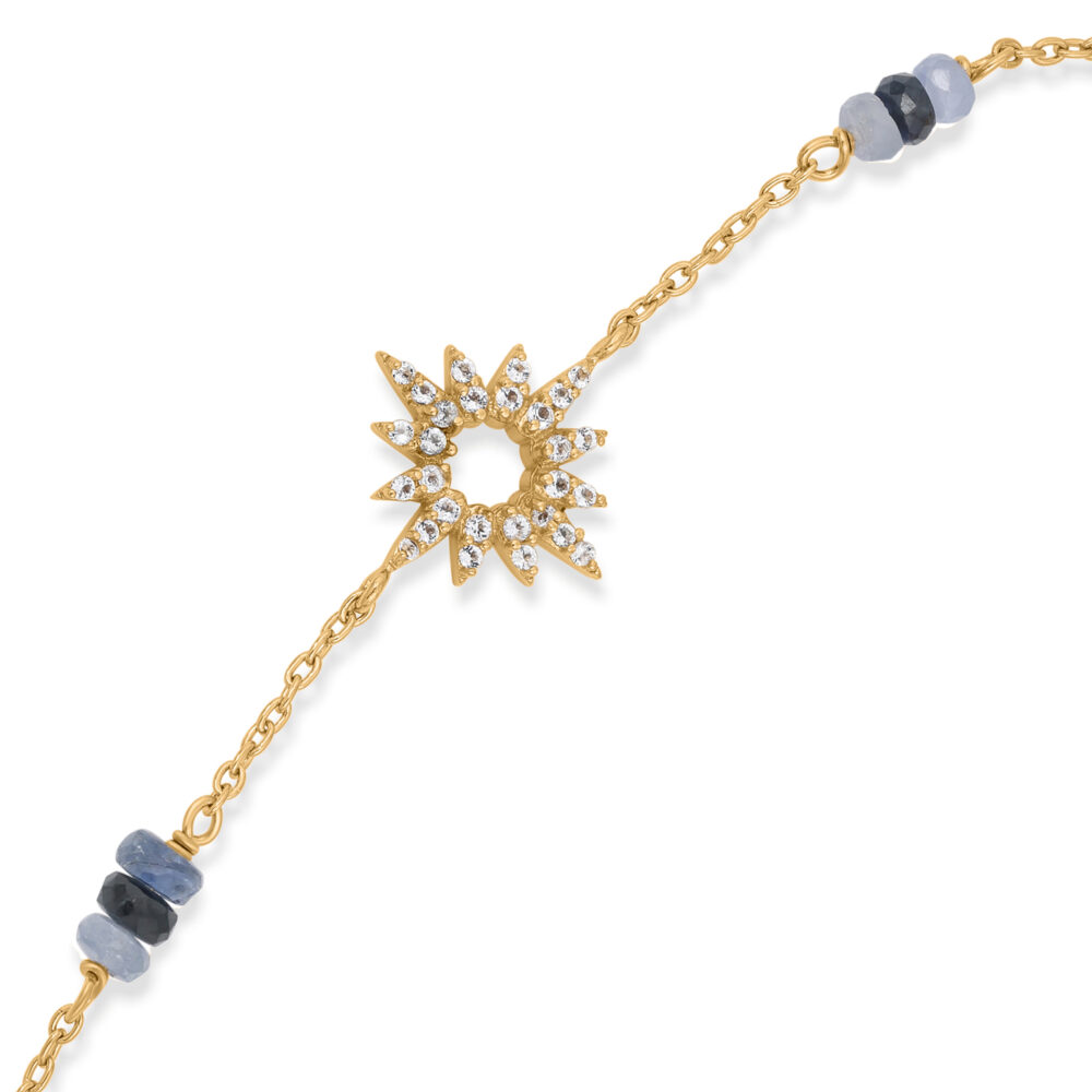 Alternative view of Bracelet Chaîne Soleil Saphir et Topaze Argent Doré