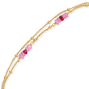 Bracelet Double Rang en Argent Doré, Rubis 5