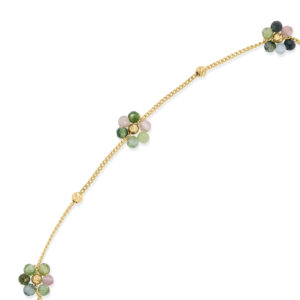 Bracelet "Bouquet Précieux" en Argent Doré et Fleurs de Tourmaline Multicolore 4