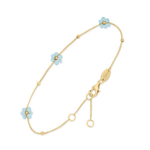 Bracelet "Bouquet Précieux" en Argent Doré et Fleurs d'Amazonite Naturelle 3