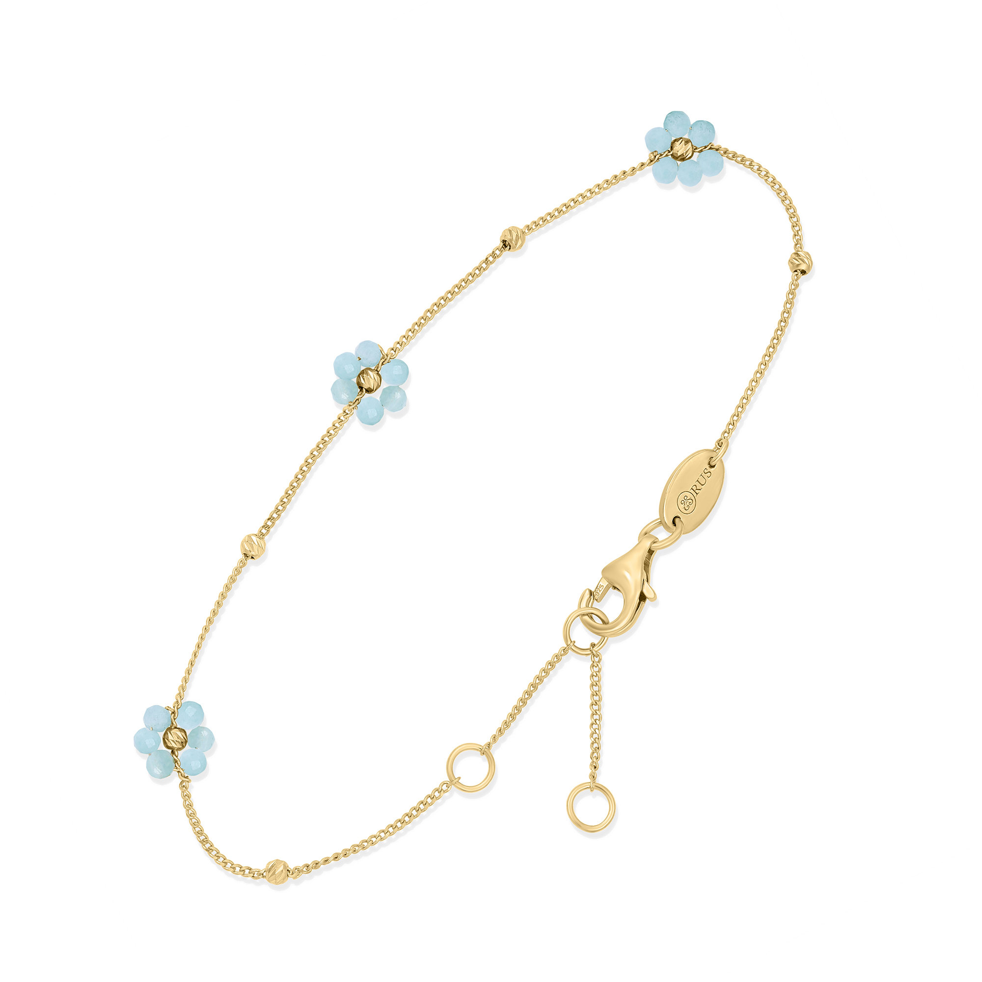 Bracelet "Bouquet Précieux" en Argent Doré et Fleurs d'Amazonite Naturelle 1