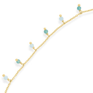 Bracelet Pampilles "Lagon Sacré" en Argent Doré, Amazonite et Onyx Vert Naturel 4