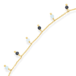 Bracelet Pampilles "Éclat Marin" en Argent Doré, Amazonite et Spinelle Noire 4