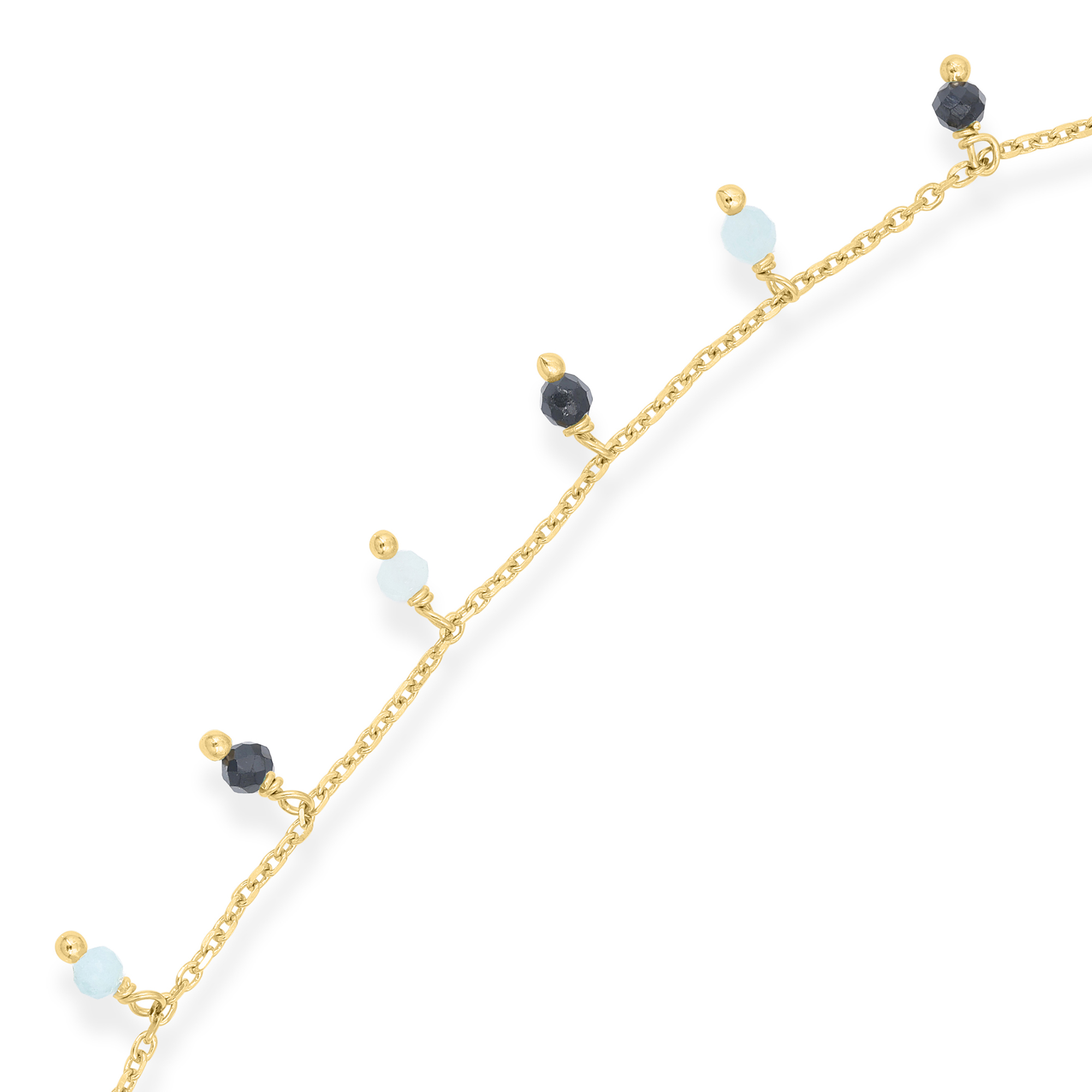 Bracelet Pampilles "Éclat Marin" en Argent Doré, Amazonite et Spinelle Noire 2