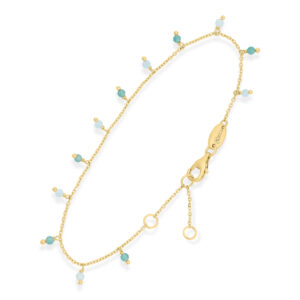 Bracelet Pampilles "Lagon Sacré" en Argent Doré, Amazonite et Onyx Vert Naturel 3