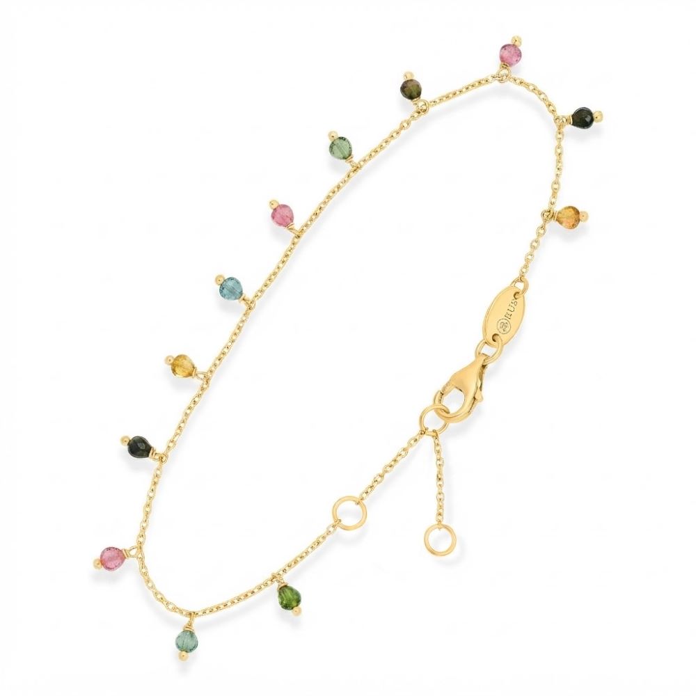 Bracelet argent doré pierre tourmaline