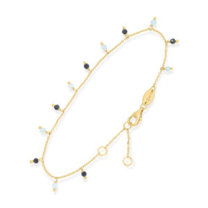 Bracelet Pampilles "Éclat Marin" en Argent Doré, Amazonite et Spinelle Noire 3