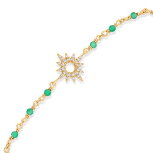 Bracelet "Éclat Solaire" en Argent Doré, Onyx Vert et Oxydes de Zirconium 4