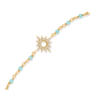 Bracelet "Aube Azur" en Argent Doré, Amazonite Naturelle et Oxydes de Zirconium 5