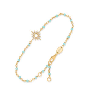 Bracelet "Aube Azur" en Argent Doré, Amazonite Naturelle et Oxydes de Zirconium 4