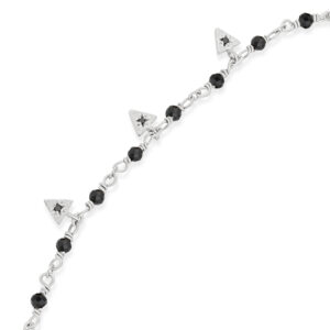 BRD215NOIRRH-2 Bracelet argent rhodié perles naturelles spinelle noire et pampilles 2