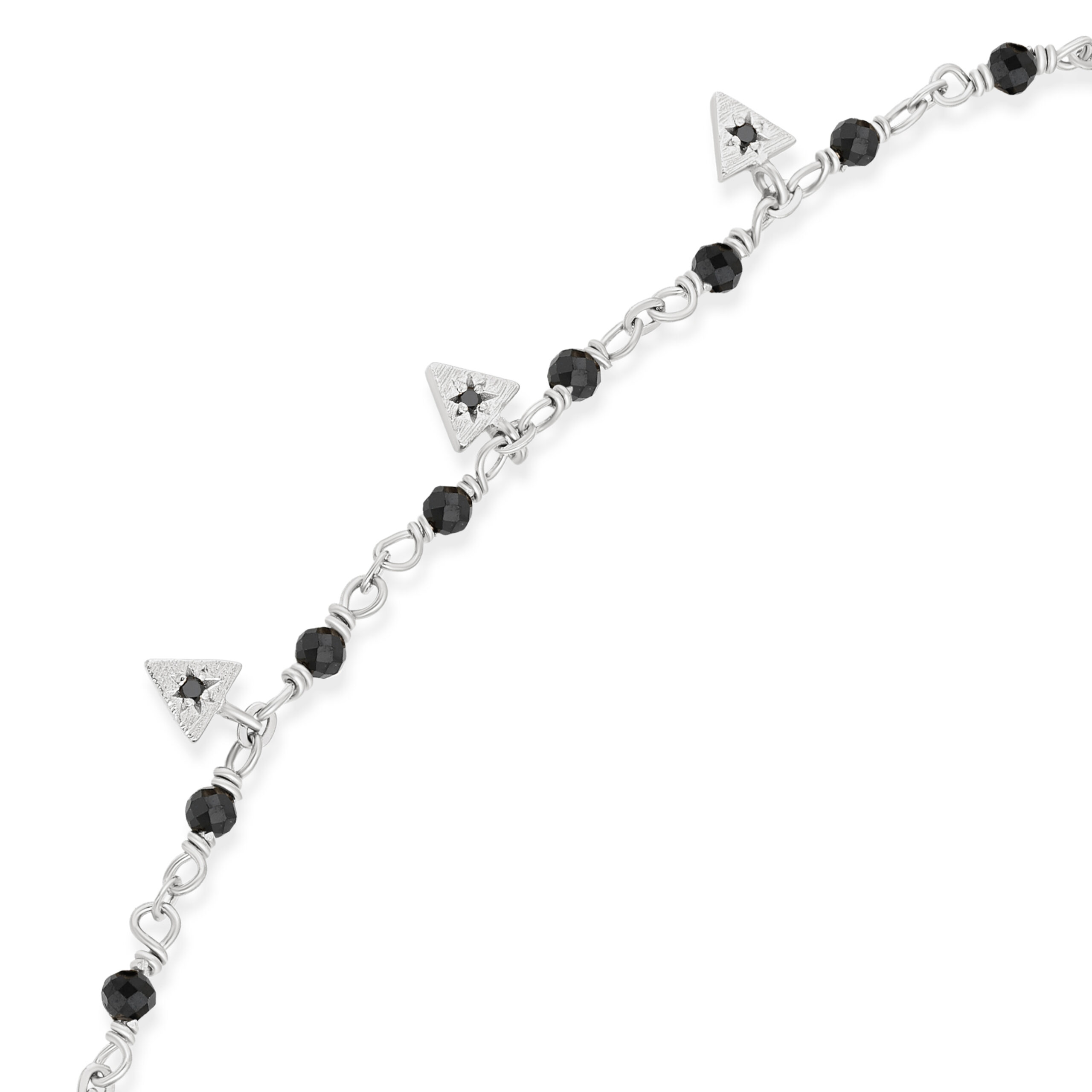 BRD215NOIRRH-2 Bracelet argent rhodié perles naturelles spinelle noire et pampilles 1