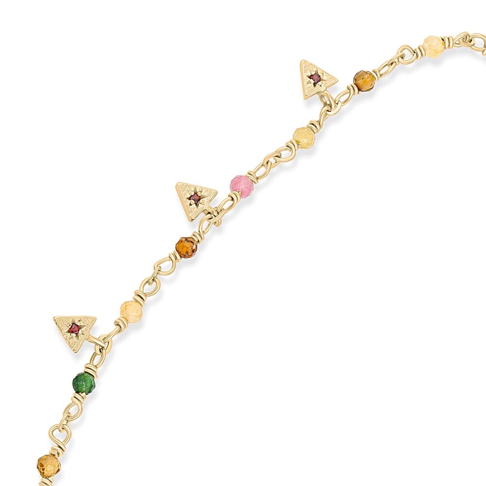 Alternative view of Bracelet argent doré perles naturelles tourmaline et pampilles