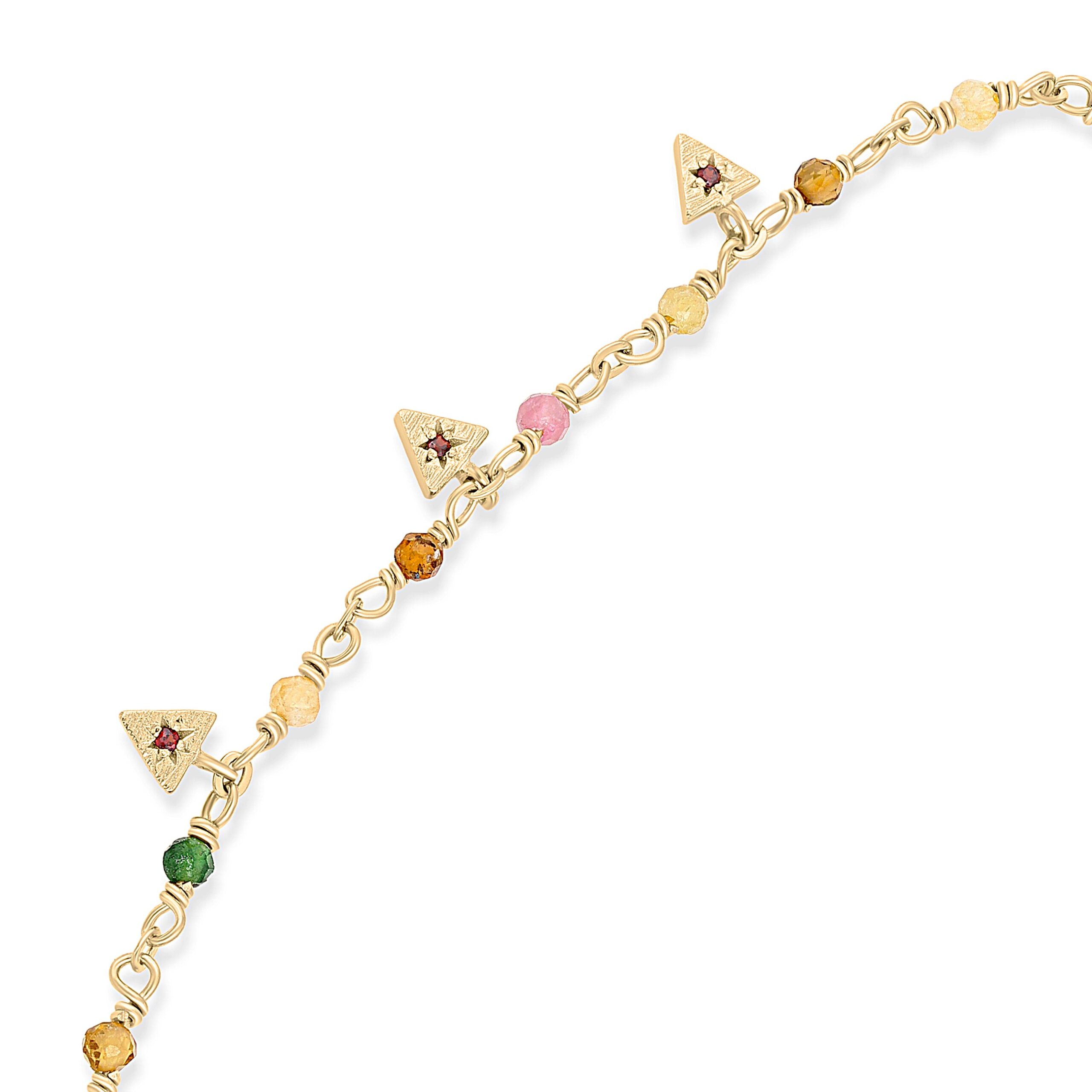 BRD215TOURMALINE-2 Bracelet argent doré perles naturelles tourmaline et pampilles 1