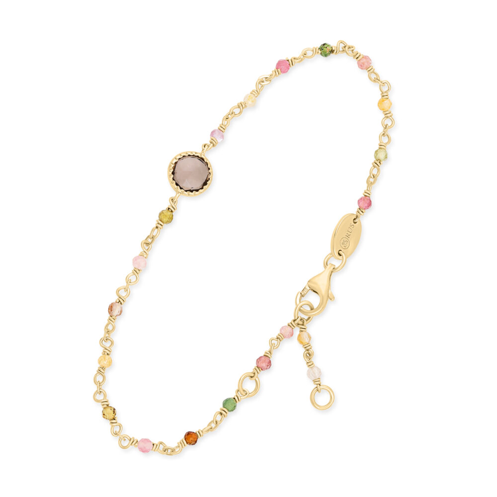 Bracelet argent doré perles tourmaline et médaillon