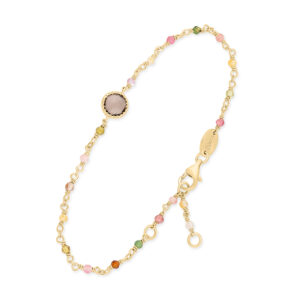 BRD216TOURMALINE Bracelet argent doré perles tourmaline et médaillon