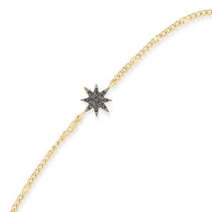 Bracelet Argent Doré Étoile Diamant Noir 6
