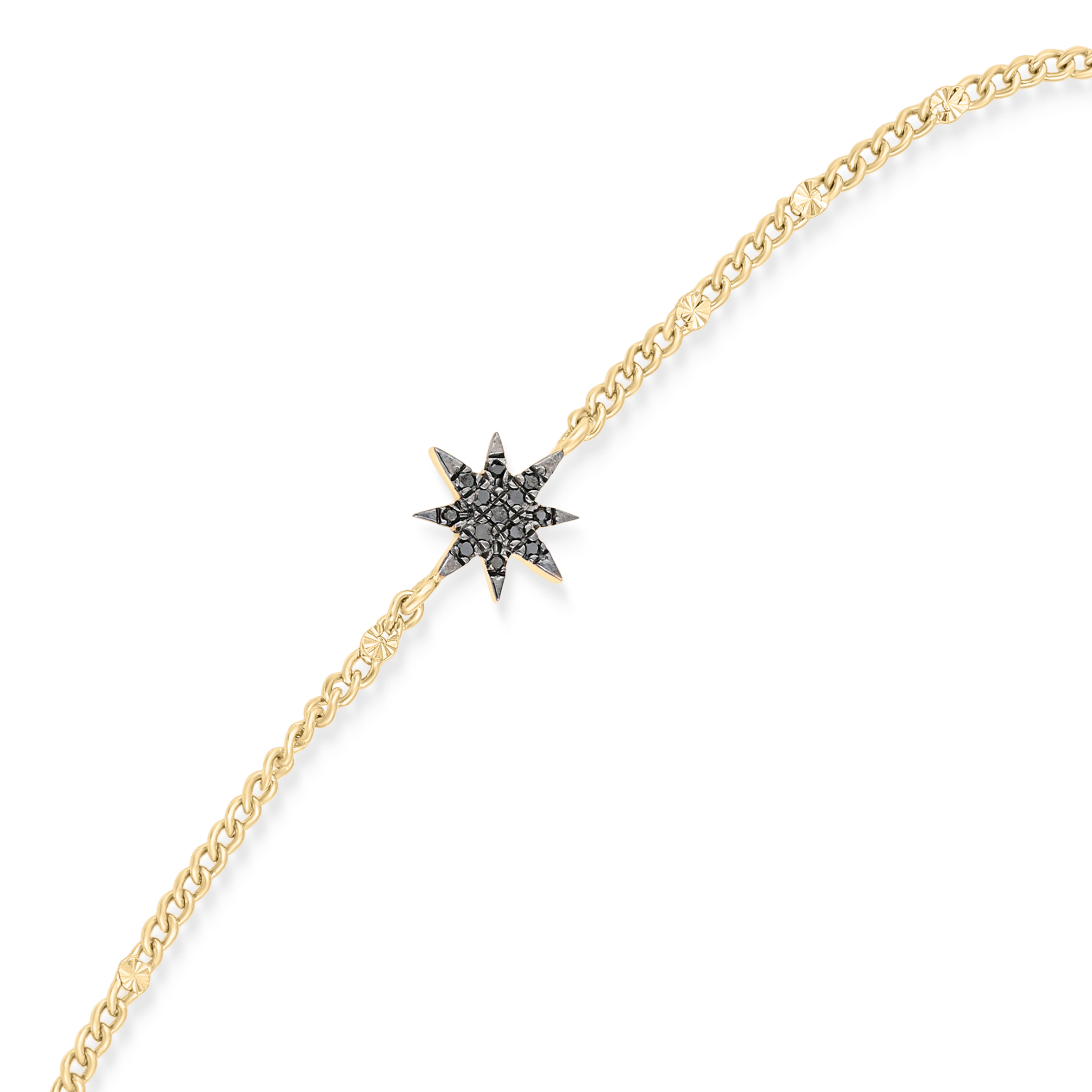 Bracelet Argent Doré Étoile Diamant Noir 3