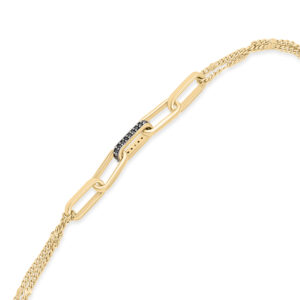 Bracelet Argent Doré Maille Diamant Noir 4