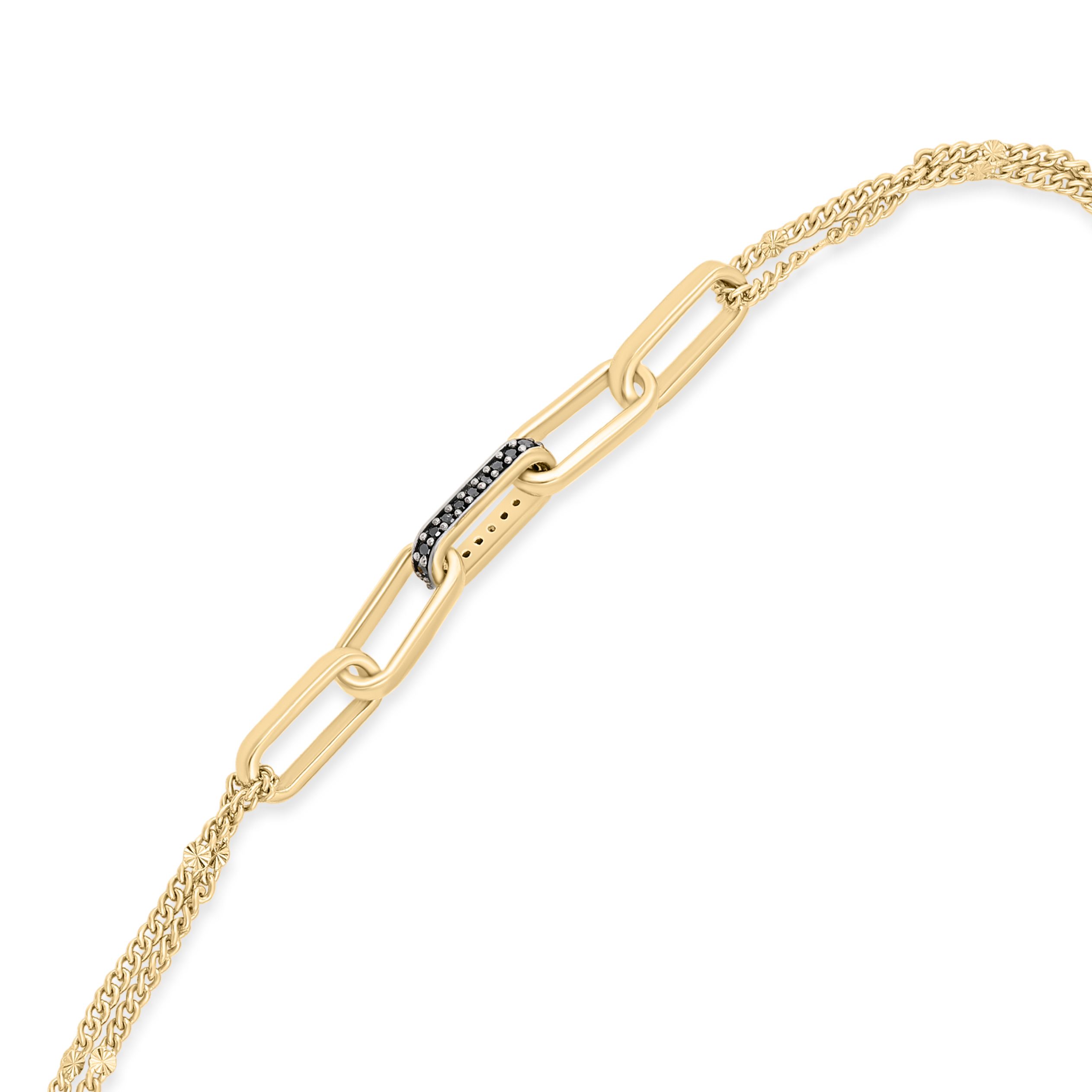 Bracelet Argent Doré Maille Diamant Noir 2