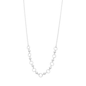 CA102-2 Collier argent rhodié diamanté perlé