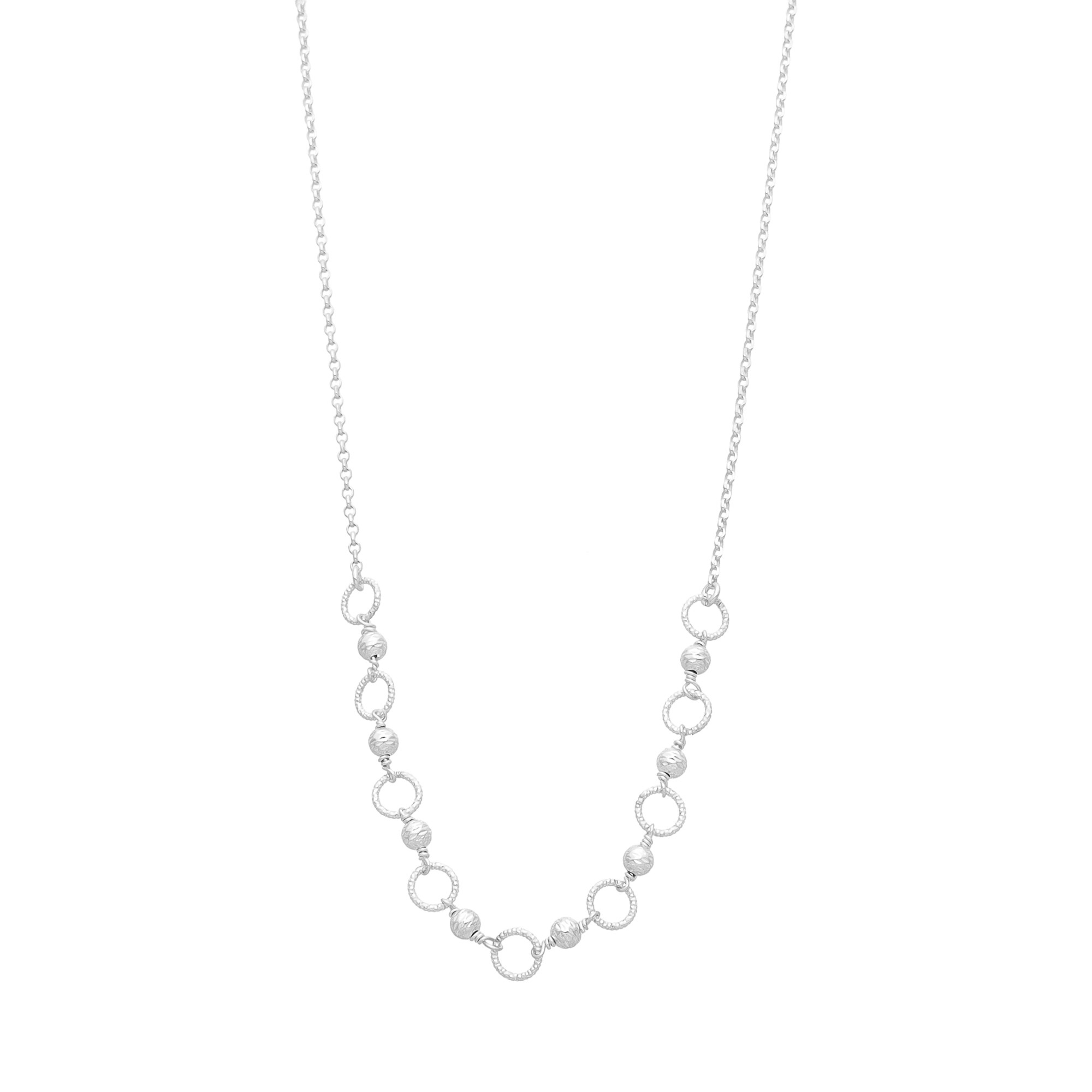 CA102-2 Collier argent rhodié diamanté perlé