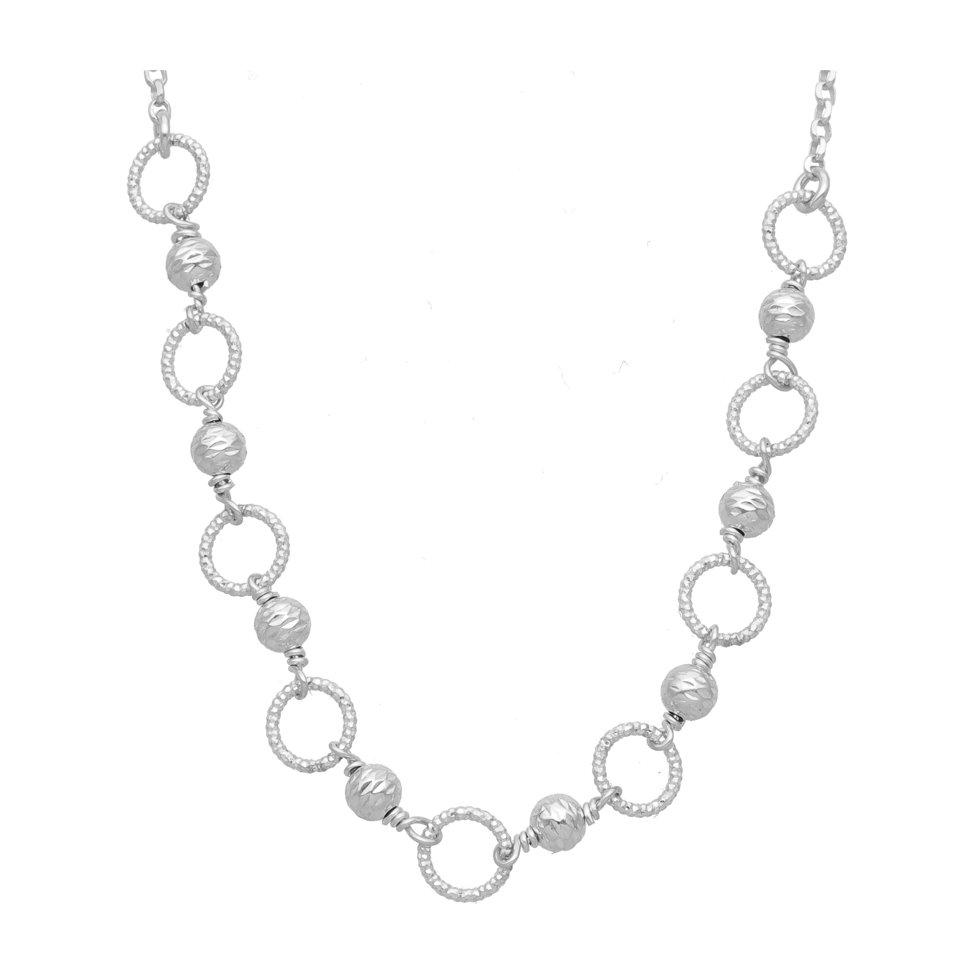 CA102 Collier argent rhodié diamanté perlé 1