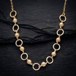 CA102GOLD Collier argent doré diamanté perlé 3
