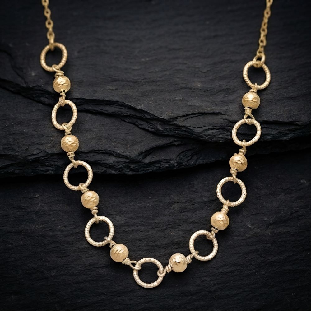 Alternative view of Collier argent doré diamanté perlé