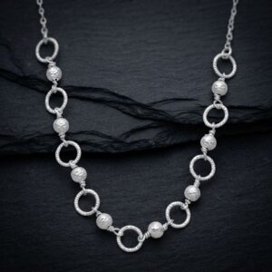 CA102RH Collier argent rhodié diamanté perlé 3