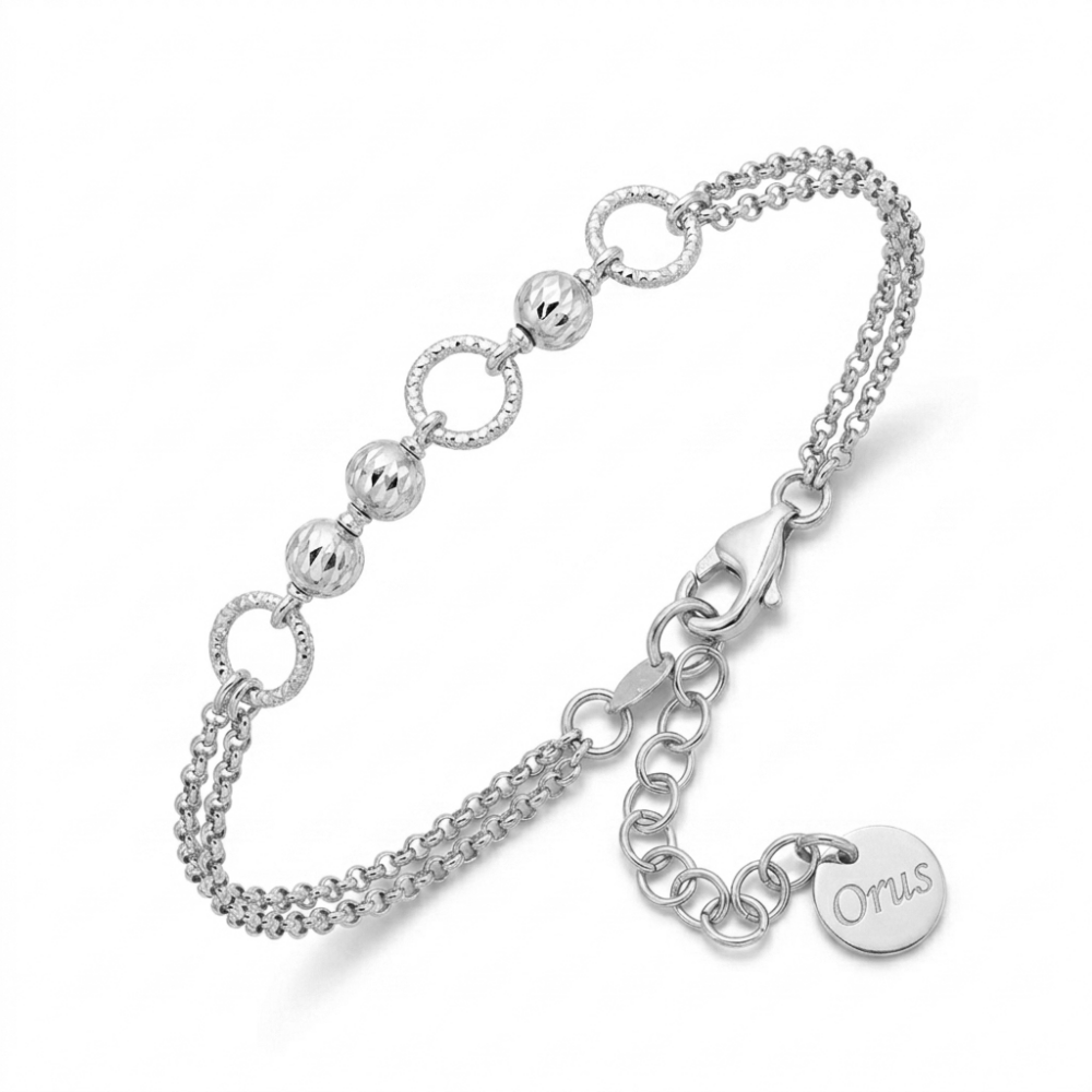 Bracelet argent rhodié diamanté perlé