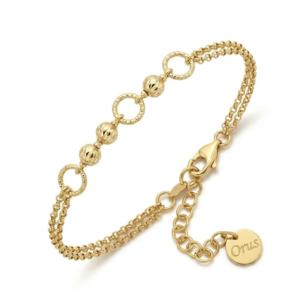 Bracelet argent doré diamanté perlé